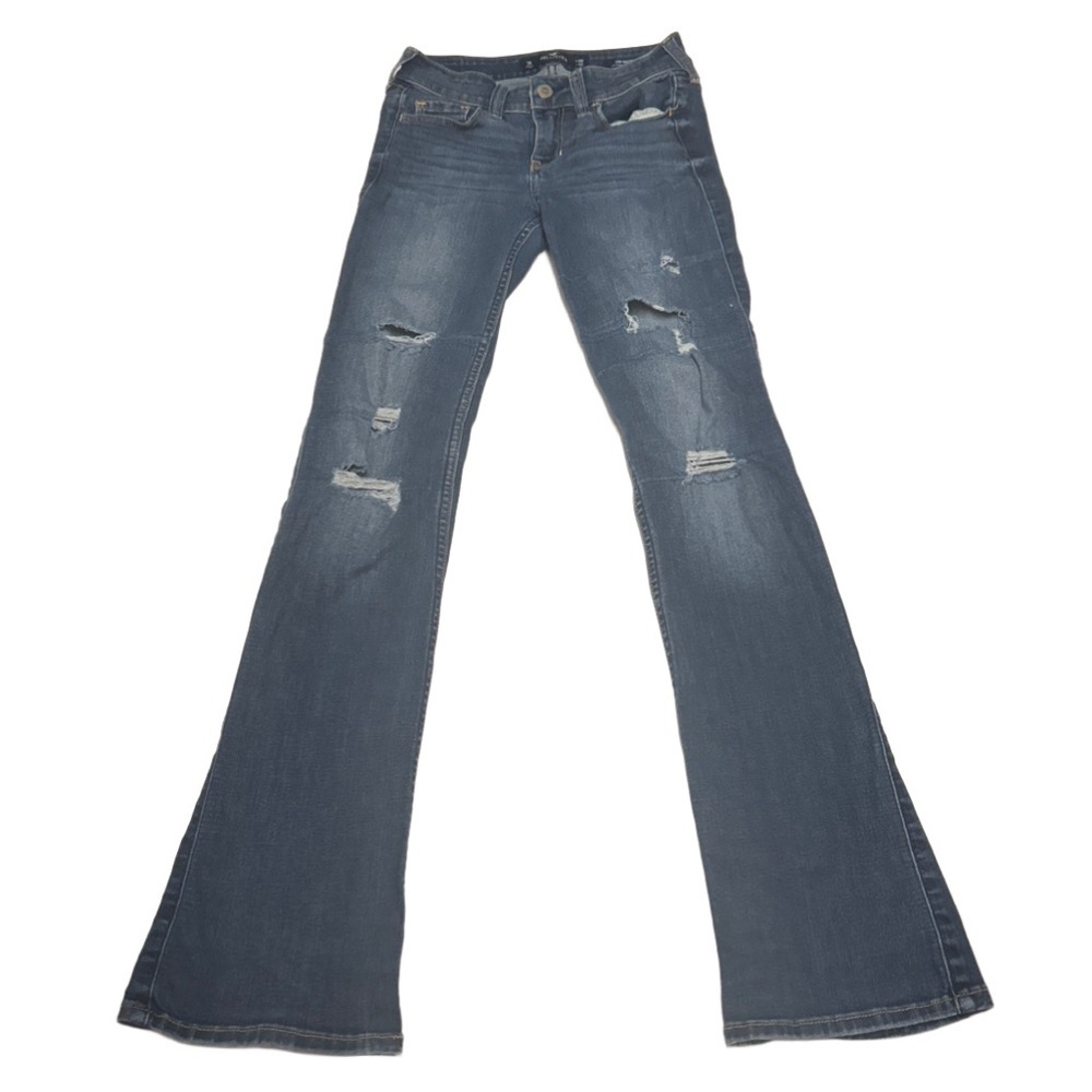 HOLLISTER Distressed Low Rise Bootcut Jeans Size: 1R